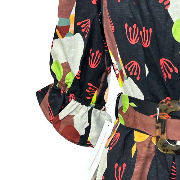 Hutch Modcloth Lets Go Boho Tiered Maxi Dress Brown Black Belted Women's 8 NWT - Picture 6 of 13